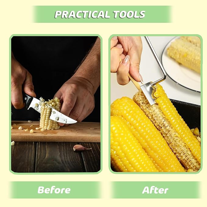 Corn Peeler, Corn Stripper, Long Handle Stainless Steel Corn Stripping Too Thresher Scraper for Home Kitchens, Restaurant Chefs (1PCS)