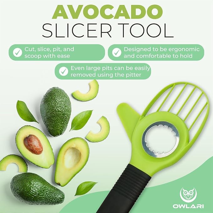 Avocado Tool 3 in 1 Includes Avocado Cutter, Pitter, Peeler – Pineapple Corer and Slicer Peeler – Crinkle Knife, Wavy Potato Cutter, French Fry & Fruit Slicer – Kitchen Gadgets Set