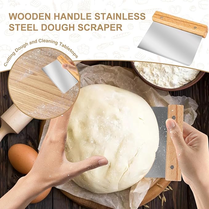 Bread Proofing Basket 2 Set 9 Inch and 10 Inch Round Proofing Basket with Bread Lame and Dough Scraper and Linen Liner Bread Making Tools for Professional and Home Bakers