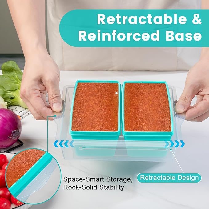 Gemice BPA-Free Silicone Freezer Molds with Base, Individual 4-Pack 2-Cup Portion Soup Cubes Freezer Tray with Lids for Food Storage, Oven & Dishwasher Safe, Silicone Freezer Containers for Meal Prep