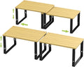 Adjustable Storage Shelves for Kitchen Cabinet Organization - Set of 2 Stackable Metal & Solid Wood Racks, Space-Saving Design for Countertop/Pantry/Garage, Easy Assembly(2 Packs/Medium/Black)