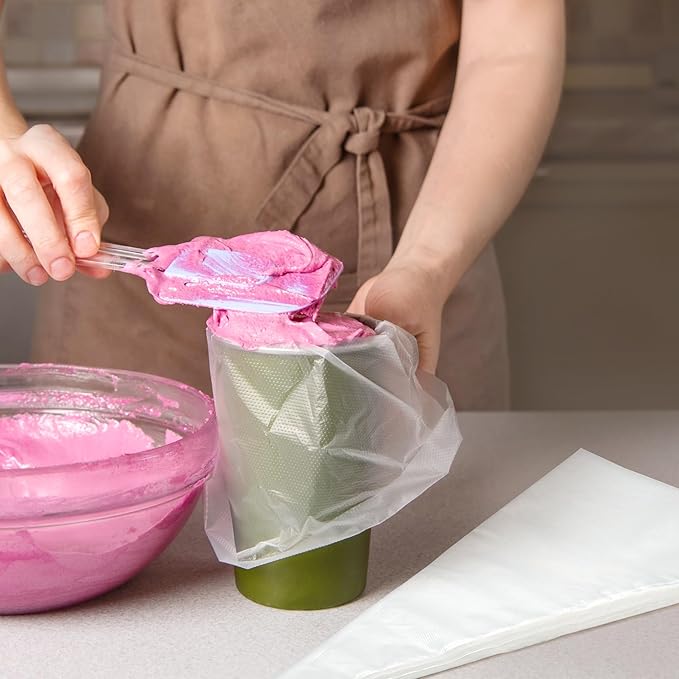 LotFancy 24 Inch Extra Large Piping Bags Disposable, 100pcs Icing Bags, Thickened Bakery Bags, Non-Slip & Anti-Burst, Food Grade Cake Decorating Bags for Dessert, Pastry, Cookies, Cupcake Decorating
