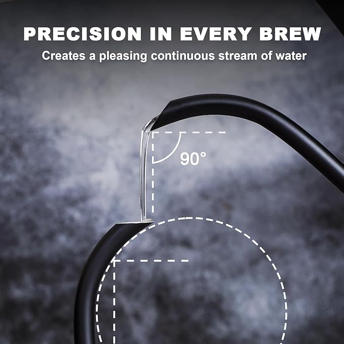 Nueve&Five Gooseneck Electric Kettle with Thermometer， Black Electric Kettle 1L with Auto Shut-Off，1000W Hot Water Kettle of Stainless Steel， Pour Over Kettle for Coffee & Tea