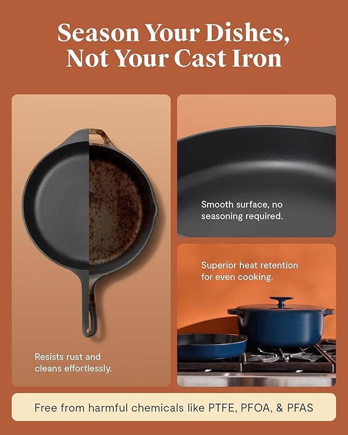 Caraway Enameled Cast Iron Dutch Oven - 8qt Dutch Oven With Lid - 3 Layer Enamel Coating - No Seasoning Required - Compatible With All Stovetops - Oven Safe - No Forever Chemicals - Charcoal
