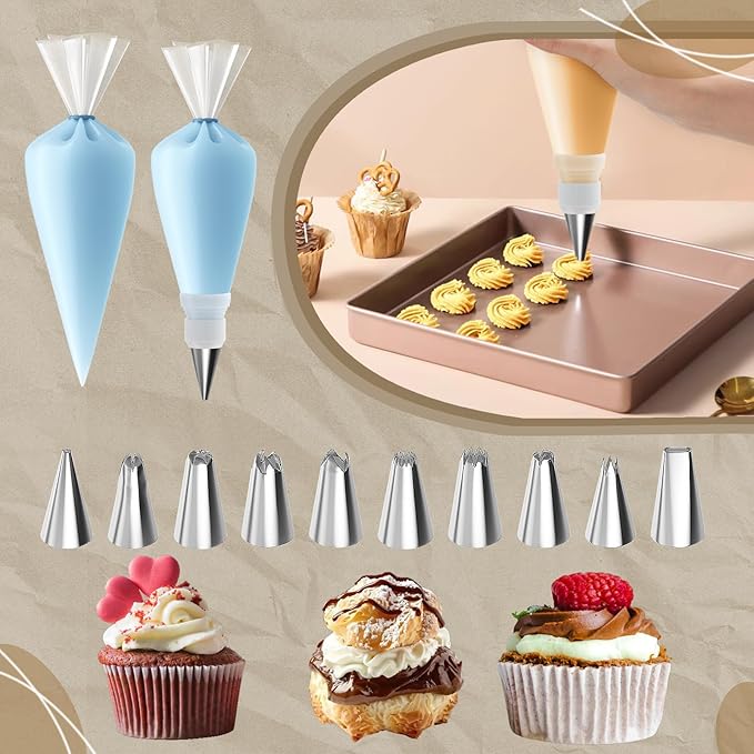 131Pcs Springform Pan Cake Pan Sets for Baking Non-Stick Cake Decorating Kit (4, 7, 9 Inch), Piping Bags and Tips Cheesecake Bakeware Baking Tools Parchment Paper & Manual