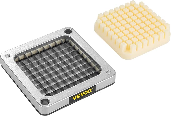 VEVOR Replacement Chopper Blade, 3/8 inch, 3 PCS French Fry Blade Assembly with 6 Extra Knives, Stainless Steel Dicer Parts and Push Block for Cutting Potatoes Carrots Onions Cucumbers Mushrooms