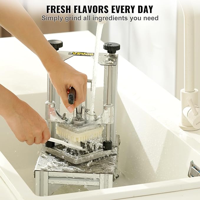 VEVOR Commercial French Fry Cutter with 4 Replacement Blades, 1/4" and 3/8" Blade Easy Dicer Chopper, 6-wedge Slicer and 6-wedge Apple Corer, Lemon Potato Cutter for French Fries with Extended Handle
