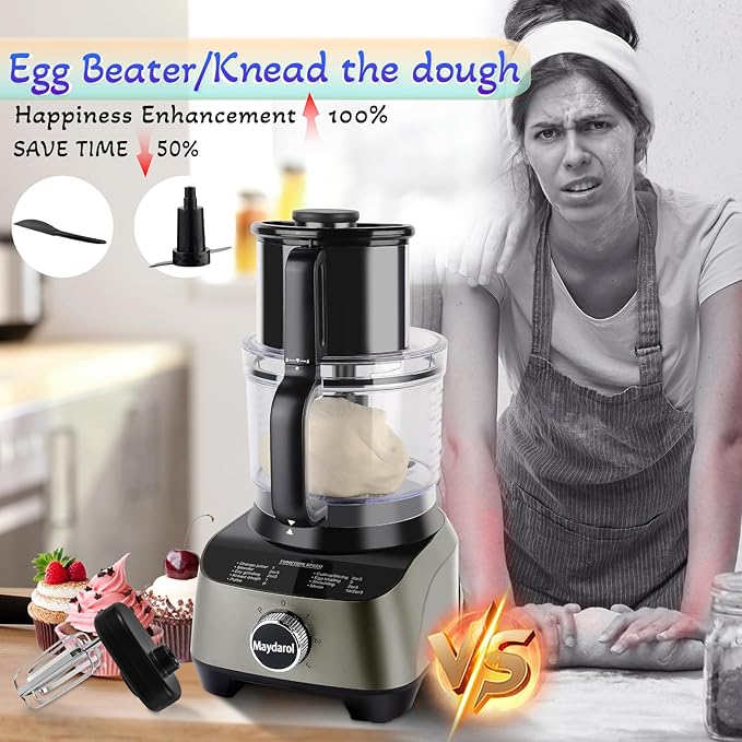 14 Cup Blender and Food Processor Combo for kitchen, large food processor for Chopping,Blending, Mixing,Mincing, Slicing, Shredding,Mincing, Purees & Dough Easy to Operate and Clean for Home Use,600W