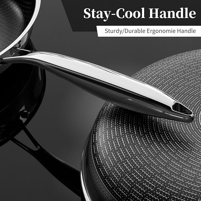 Innerwell Nonstick Frying Pan Set,8 Inch&9.5 Inch&11 Inch Tri-Ply Hybrid Stainless Steel Ceramic Frying Pans Kitchen Cooking Pan Skillet 3 Piece PFAS/PFOA/PTFE Free,Dishwasher & Oven Safe