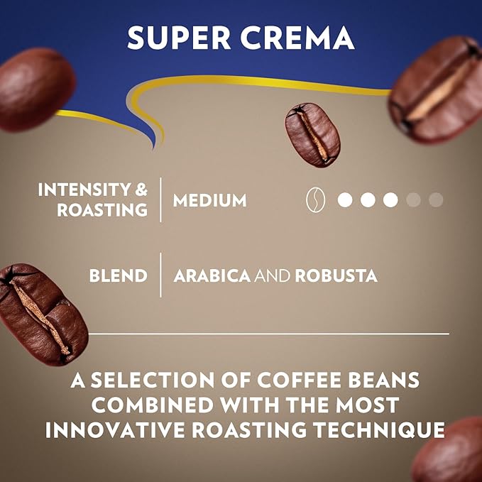 Lavazza Super Crema Espresso medium roast Whole Bean Coffee, 2.2-pound Bag 2-pack