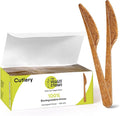 Premium Quality100% Biodegradable Knives Made of Vegetable Fibers, 100 PCS of 6.7” Long Heavy-Duty and Splinter Free Eco-Friendly Knives, Perfect Sustainable Cutlery for All Types of Occasions