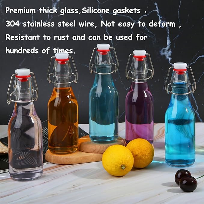 12 Pack 8.5 oz swing top glass bottles,flip top glass bottle with airtight lid for home brewing,kombucha,kefir,vanilla extract,beer,oil,vinegar,homemade juices,soda,beverages,2nd fermentation
