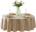 Newbridge Barcelona Luxury Damask Fabric Tablecloth, 108” Round, Golden Beige, 100% Polyester, No Iron, Soil Resistant Dining Room, Party and Banquet Table Cover