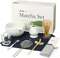 Matcha Tea Set 10-Pcs Kit, Whisk and Bowl with Spout & Measuring Spoon, Japanese Tea Making Tools, Grey