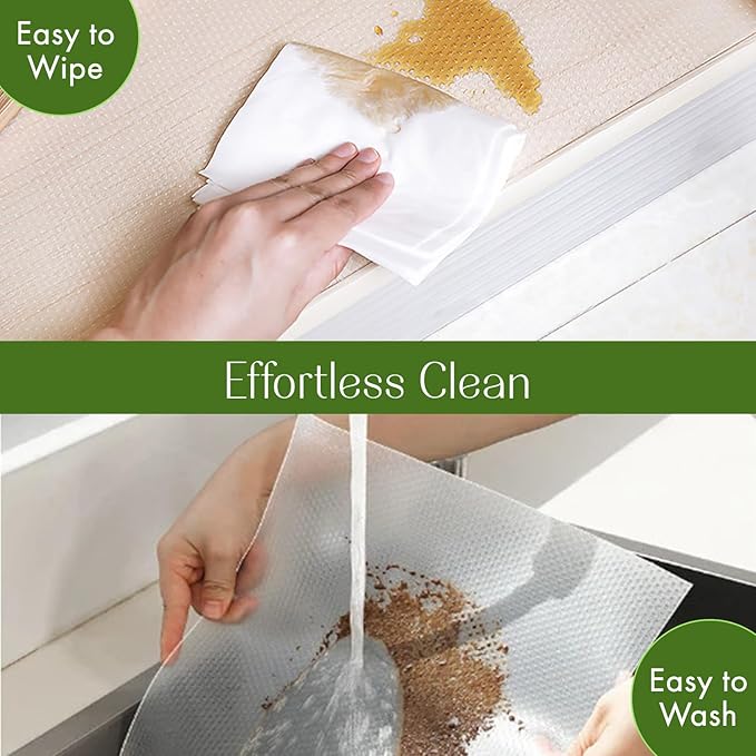 EVALAND 13.8" x 20 FT Non-Slip Shelf Liner, Non-Adhesive, BPA-Free, Waterproof Pantry Liner for Shelves, Easy to Cut, Oil-Proof Shelf Liners for Kitchen, Cabinets, Drawers, Refrigerator, Clear