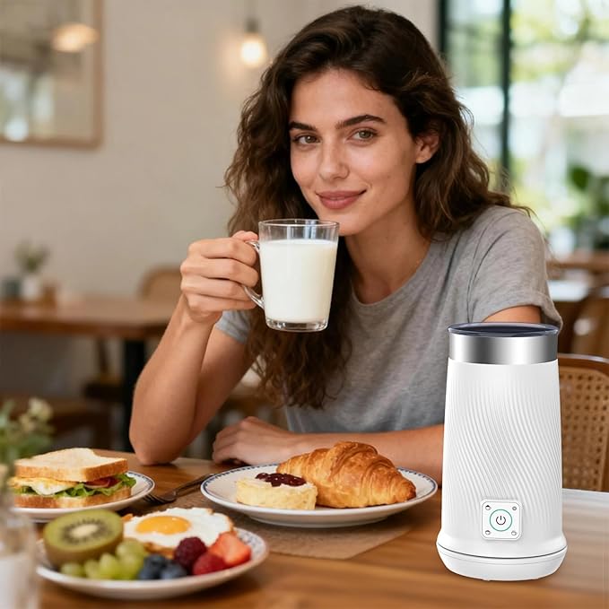 Milk Frother, 4-in-1 Electric Milk Steamer with Warm and Cold Foam Maker, Milk Heater and Warmer Hot & Cold Milk Foamer Maker for Latte Coffee Chocolate