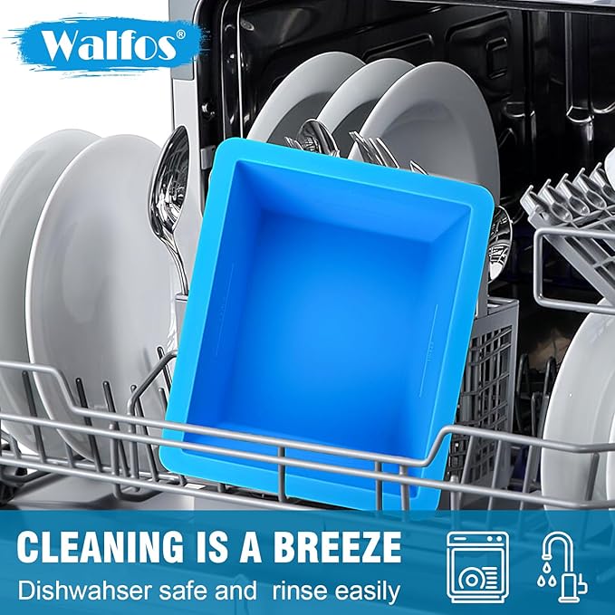 Walfos 2cup Silicone Freezing Tray with Lid - Easy Meal Prep Container and Kitchen Storage Solution, Make Perfect Freezing,Storing Soups, Foods, Stews, Dips or Sauces Simple and Convenient-4-PACK BLUE