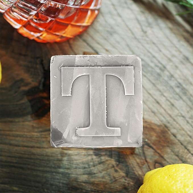 Letter T Monogram Ice Cube Mold Custom Ice Cube Mold 2 Inch Big Initials Silicone Ice Cube Tray Gifts for DAD Gifts for Him