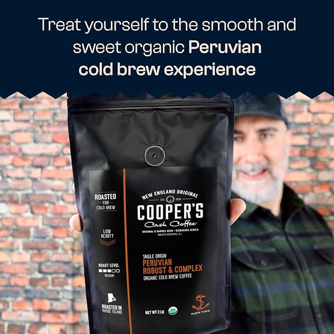 Organic Cold Brew Coffee Peru Reserve Single Origin Peruvian Coarsely Ground - 2 lb. Bag - Medium Roast