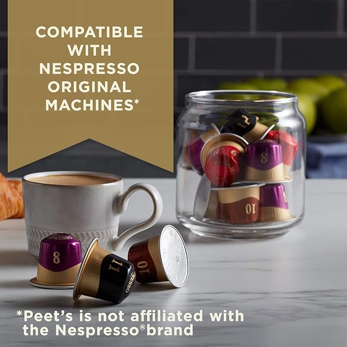 Peet's Coffee, Medium Roast Espresso Capsules, Compatible with Nespresso Original Machine - Caramel, 100 Count (10 Boxes of 10 Espresso Capsules)