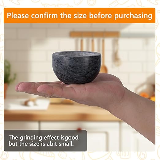 Tianman Small Mortar and Pestle Set 3.2 Inch.1/3 Cup.Mini Marble Grinder with Brush for Pills Herbs Spices,Easy to Grip.Efficient Grinding.Universal Dual Head Grinding Pestle.(Marble Black)
