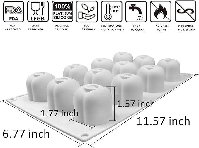 OCPO KITCHEN Cherry Silicone Molds for Baking Mousse Cake, 3D Silicone Baking Mold for Candy Pastry Chocolate Truffle Cupcake Jelly Cookie Pudding Cake Decoration Mold, Cherry Shape (12-Cavity)
