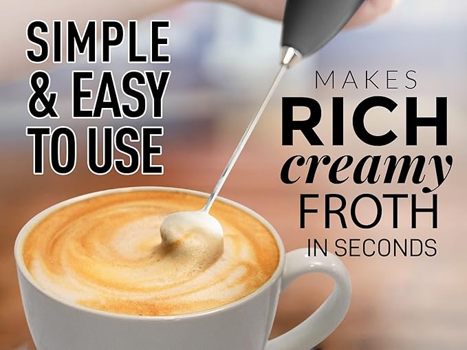 Zulay Kitchen Handheld Milk Frother with Duracell AA Batteries – Ultra Fast Electric Mixer & Foam Maker, Easy-Clean Drink Mixer for Coffee & More