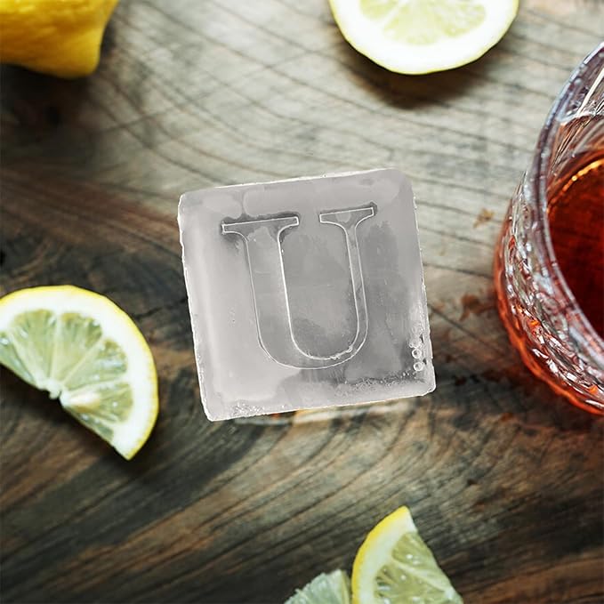 Letter U Monogram Ice Cube Mold Custom Ice Cube Mold 2 Inch Big Initials Silicone Ice Cube Tray Gifts for DAD Gifts for Him