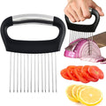 Hendiy Onion Slicer Holder, Large Onion Holder for Slicing Stainless Steel Tomato Cutter Vegetable Slicer Cutter Holder for Potato and Avocados, Eggs, Assistant Tool for Slicing Lemon