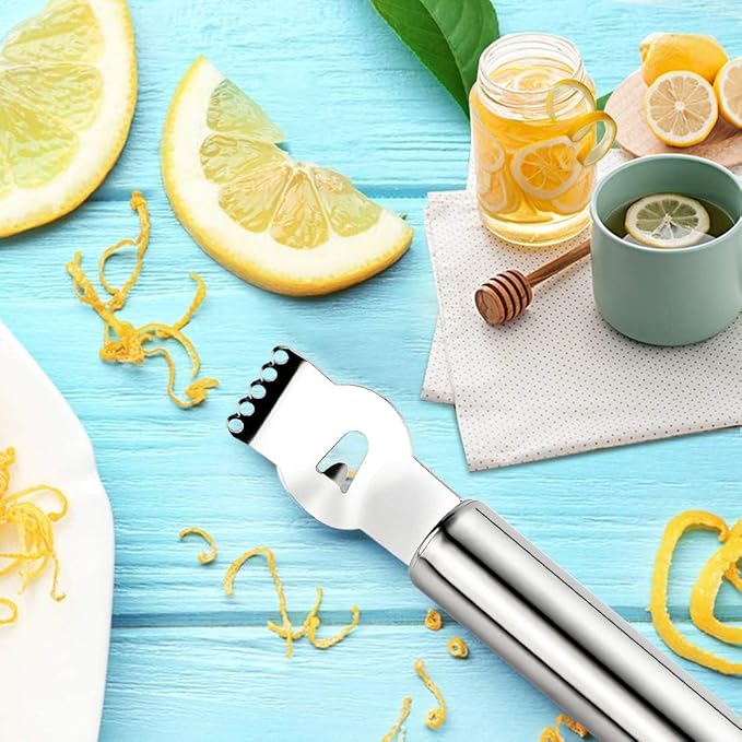 Lemon Zester Grater,Stainless Steel orange peeler tool with Channel Knife，5pack
