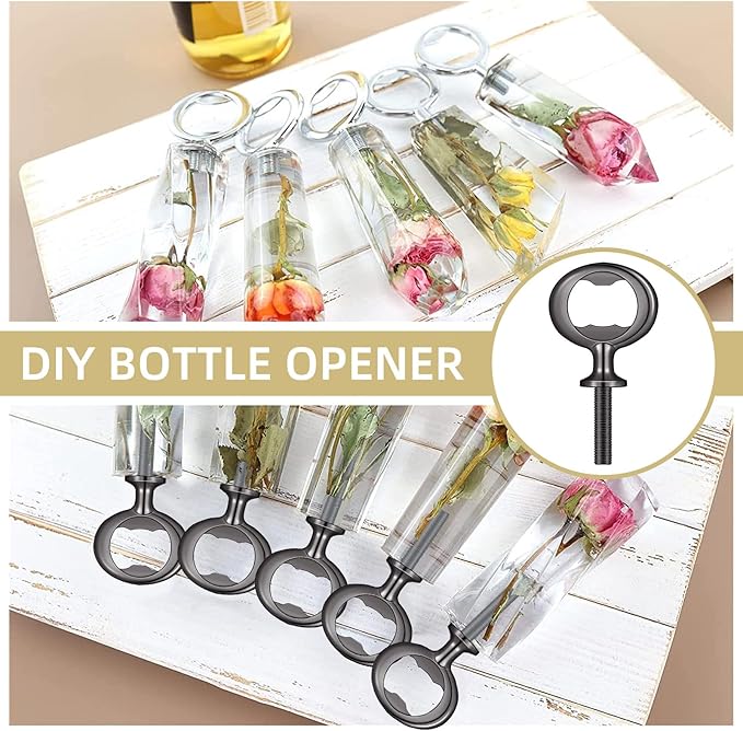 Metal Bottle Opener Kit - 10 Pcs Stainless Steel Inserts, DIY Beer Opener Hardware, Flat Black Inserts