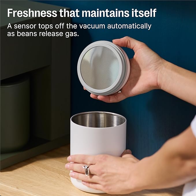 Fellow Atmos Electric Vacuum Canister & Storage Container - Airtight Coffee & Food Storage Containers - Coffee Containers - (Matte White, 0.7 Liter)