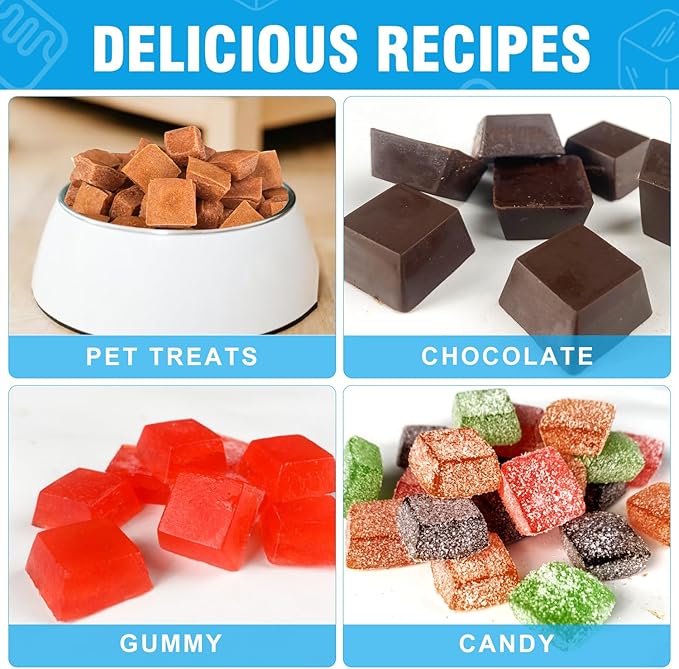 Walfos Square Silicone Molds, Silicone Dog Treat Molds for Baking and Freezing, Non-Stick Food Grade Silicone Baking Molds for Puppy Dog Treats, Chocolate, Candy, Jelly, Mini Ice Cubes, 2 Packs.