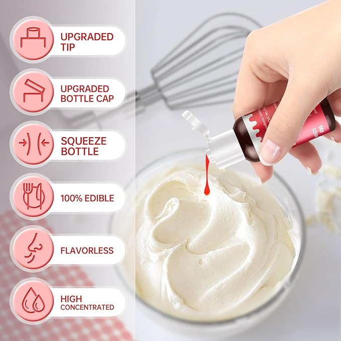 Gel Food Coloring Set - 16 Colors Concentrated Vibrant Edible Food Grade Dye for Baking, Cake, Cookie Decorating, Fondant, Icing, Frosting, Macaron, DIY Crafts - 10.82 fl.oz (20ml/Bottle)