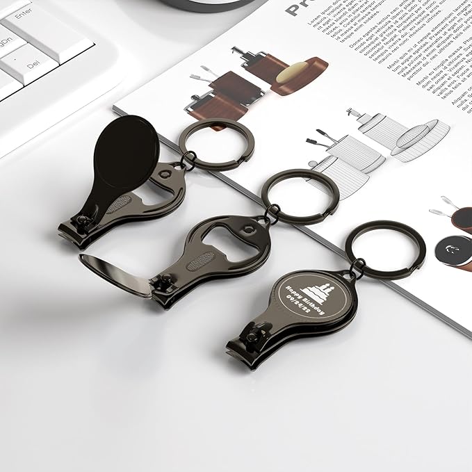 10pcs Personalized 4 in 1 Multi Function Bottle Opener, Nail Clipper, Wedding Favors Brewery, Private Customized, Black, Multitool Gifts for Men