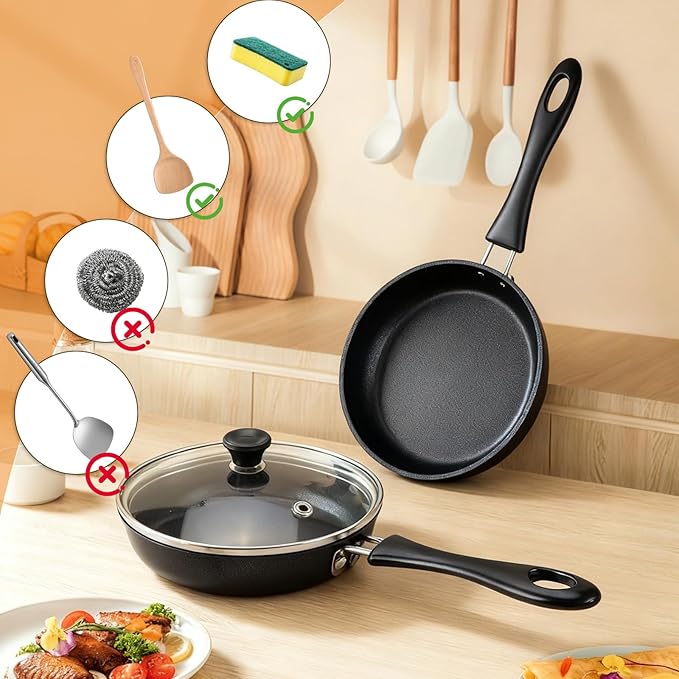 Mini Nonstick Egg & Omelet Pan – 4.7” Single Serve Frying Pan/Skillet, Diamond Infused, Multipurpose Pan Designed for Eggs, Pancakes, Dishwasher Safe