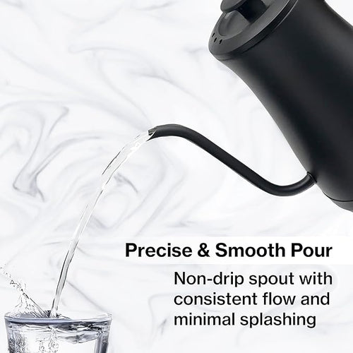 1.0L 1500W Gooseneck Electric Kettle - Stainless Steel Interior - Rapid-Boil - Auto Shut-Off, Boil-Dry Protection, Temperature Control, LED Indicator - Black by The Display Guys