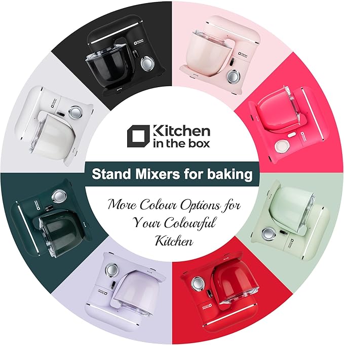 Kitchen in the box Stand Mixer, 4.5QT+5QT Two bowls Electric Food Mixer, 10 Speeds 3-IN-1 Kitchen Mixer for Daily Use with Egg Whisk,Dough Hook,Flat Beater (Turquoise Green, 5QT)