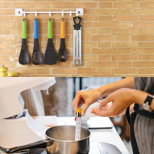 2Pcs Candy Thermometer with Pot Clip and Hanging Hook, Upgrade Stainless Steel Deep Fry Oil Thermometer Instant Read Cooking Thermometer for Food, Oil/Candy/Fry/Jam/Sugar/Syrup/Jelly Food Thermometer
