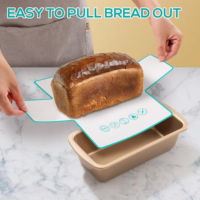 2PCS Silicone Reusable Loaf Pan Liner for Bread Baking, Non-Stick Silicone Bread Sling for Easy Sourdough Transfer, Fits Most 9x5" 9.5x5" Loaf Pans, Baking Accessories, Easy Release & Cleaning