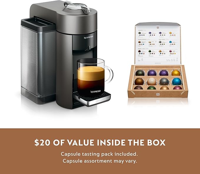 Nespresso Vertuo Coffee and Espresso Machine by De'Longhi,54 oz, Titan,Gray