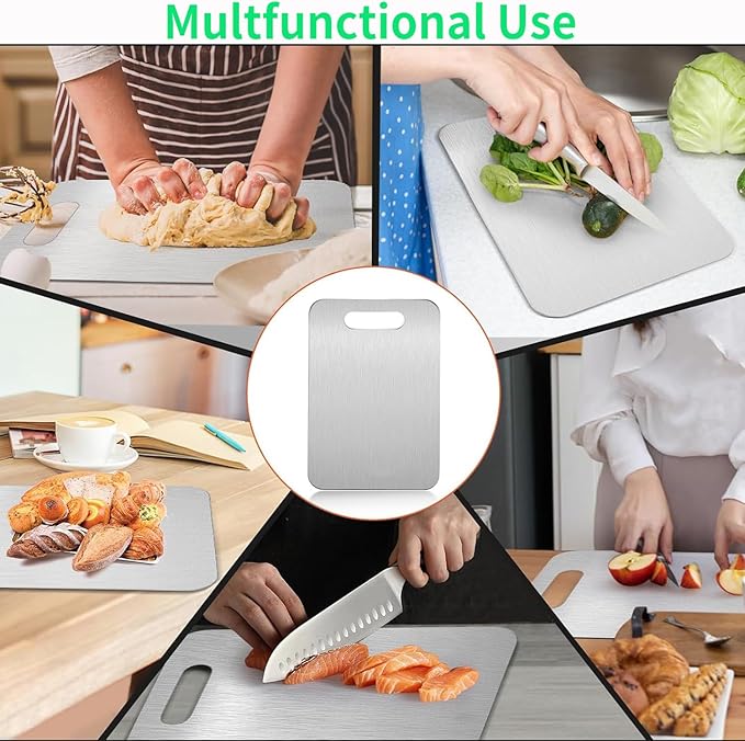 Katuchef Titanium Cutting Board - New Upgrade 100% Pure Titanium Cutting Boards for Kitchen Double Sided Non Toxic Cutting Board,Hygiene Durable Dishwasher Safe Chopping Board (18.11IN*11.81IN)