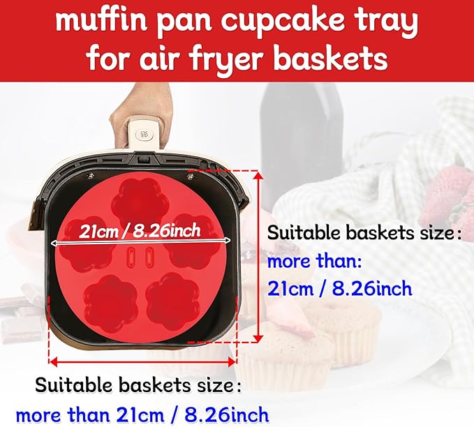 2 pieces Silicone Air Fryer Muffin Pan Egg Bite Mold for Oven Baking,Mini Muffin Tins Cups Cake Tray for Air Fryer Liners Basket Instant Pot Accessories Baking Muffin Cakes Pancake Quiche