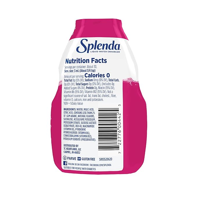 SPLENDA Liquid Water Enhancer Drops, Sugar Free, Zero Calorie, Natural Flavor, Concentrated Drink Mix, 3.11 Fl Oz Each Bottle (Strawberry Watermelon, 1 Pack)