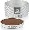 Restaurantware-Met Lux 16 x 2 Inch Straight-Sided Baking Tins, 12 Round Cake Pans - Oven-Ready, Freezable, Anodized Aluminum Round Baking Pans, Greaseproof, For Layer Birthday Cakes