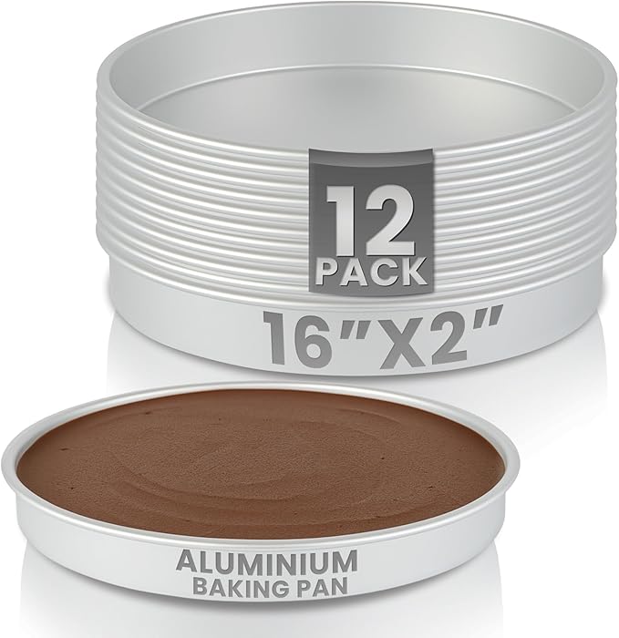 Restaurantware-Met Lux 14 x 2 Inch Straight-Sided Baking Tins, 12 Round Cake Pans - Oven-Ready, Freezable, Anodized Aluminum Round Baking Pans, Greaseproof, For Layer Birthday Cakes