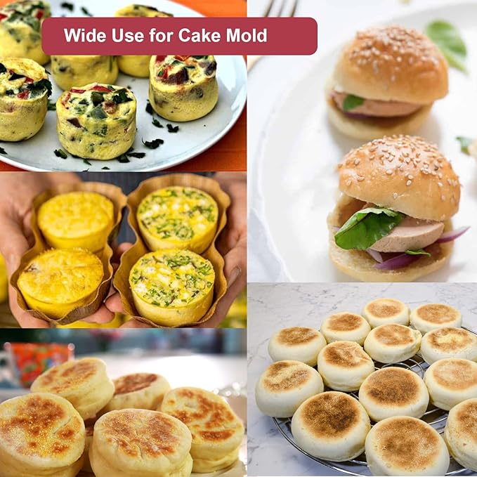 Nalchois Silicone Egg Bites Molds, Non-stick 6-Cavity Muffin Cupcake Top Pans Deep 3 Inch Baking Mold, Silicone Hamburger Bun Rolls Molds for Egg Breakfast Sandwiches Omelets Dinner Rolls Baking