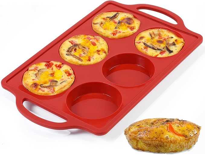 CAKETIME Muffin Top Pan Non Stick, 3 Inch Metal Reinforced Frame Silicone Egg Molds for Breakfast Sandwiches Round Silicone Baking Pan for English Muffins, Whoopie Pies, Corn Bread, Egg Bites, Tarts
