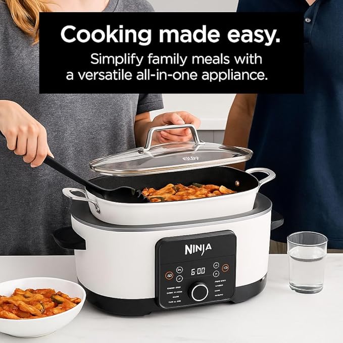 Ninja Foodi PossibleCooker PRO 14-in-1 8.5 Qt Multi-Cooker – Replaces 14 Tools, Nonstick Pot, Glass Lid & Integrated Spoon (White)