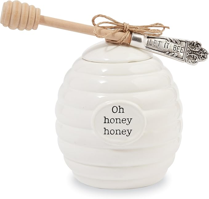 Mud Pie Honey Pot Serving Set, White